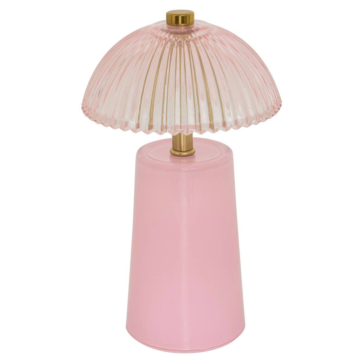 Lampe à poser en verre à dôme texturé OLIE rose, ATMOSPHERA