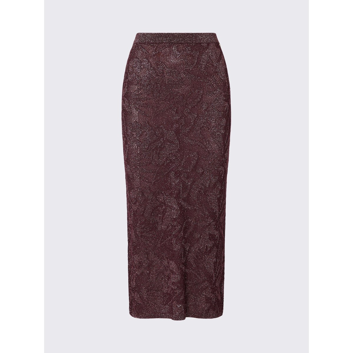 Jupe Midi en Dentelle Lamé aubergine, LIU JO