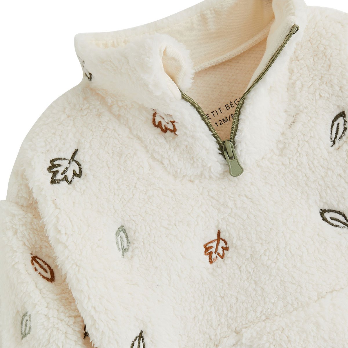 Sweat-shirt bébé en sherpa Ginkgo ecru, PETIT BEGUIN