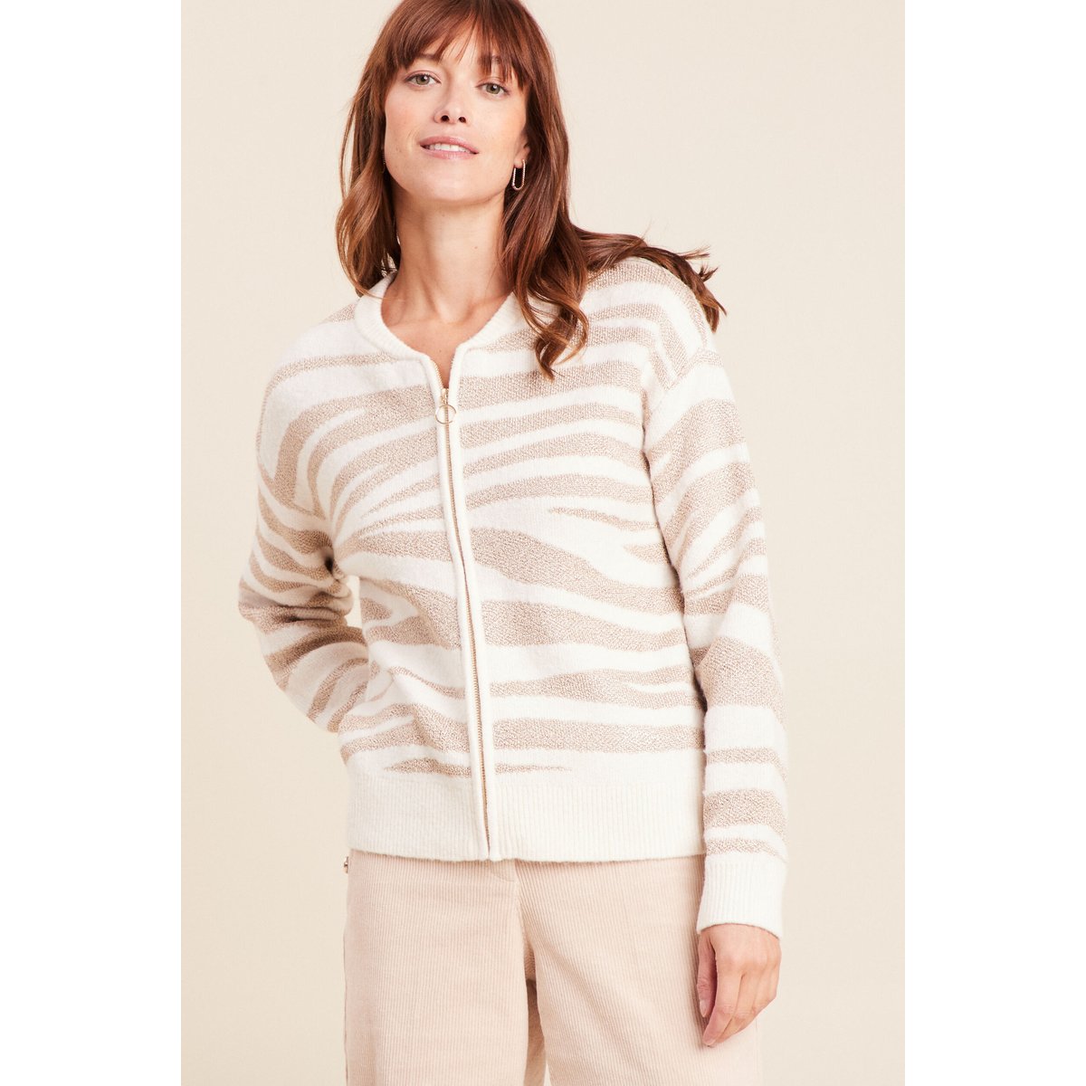 Gilet droit mi-long col rond blanc, BREAL