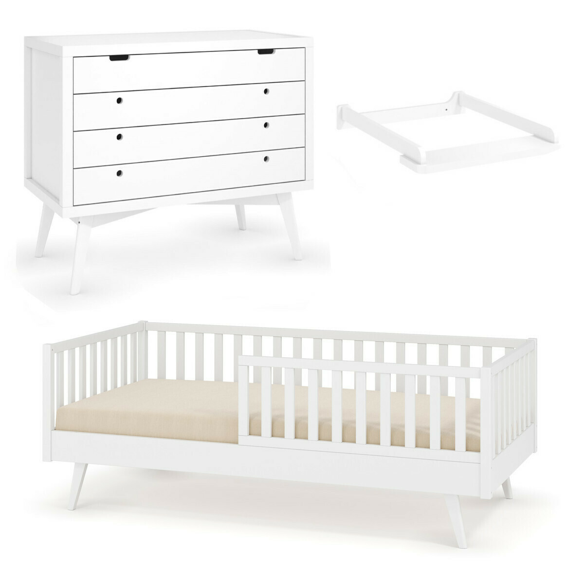 Chambre Montessori enfant Bois massif ROMEO blanc, AKITEN RETAIL