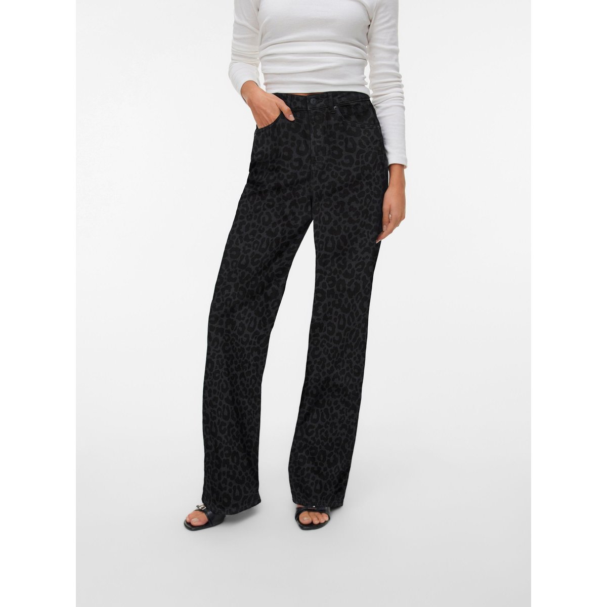 Jean À Coupe Large black denim, VERO MODA
