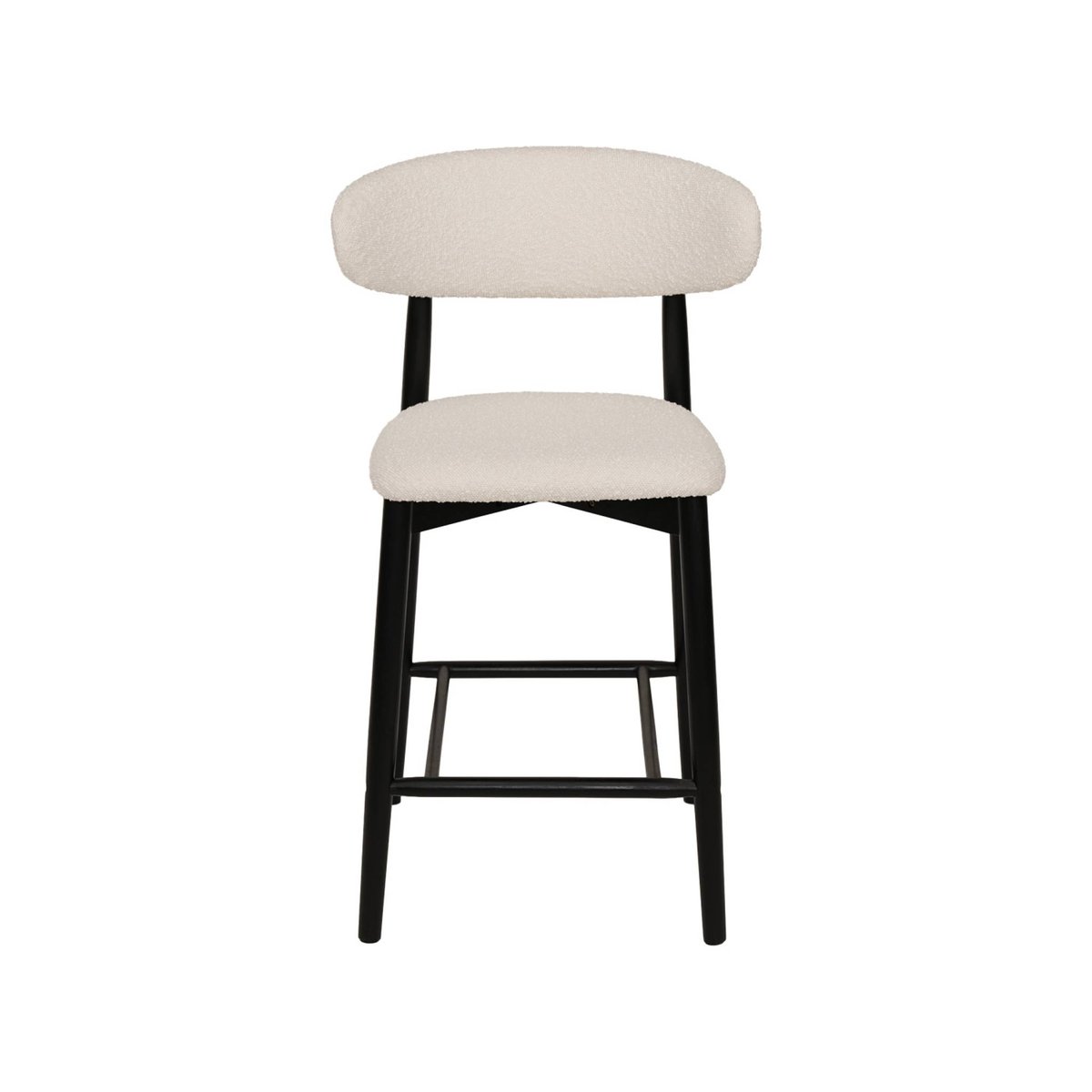 Tabouret de bar bois d'hévéa et tissu bouclette (lot de 2)  PAOLA noir, SWEEEK