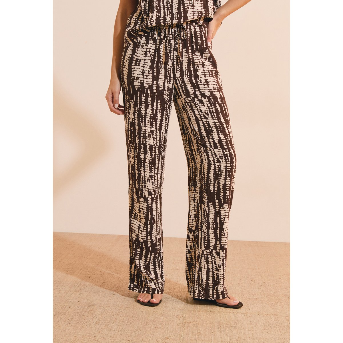 Pantalon à motifs ROMELIE IMP imp fd marron, ETAM
