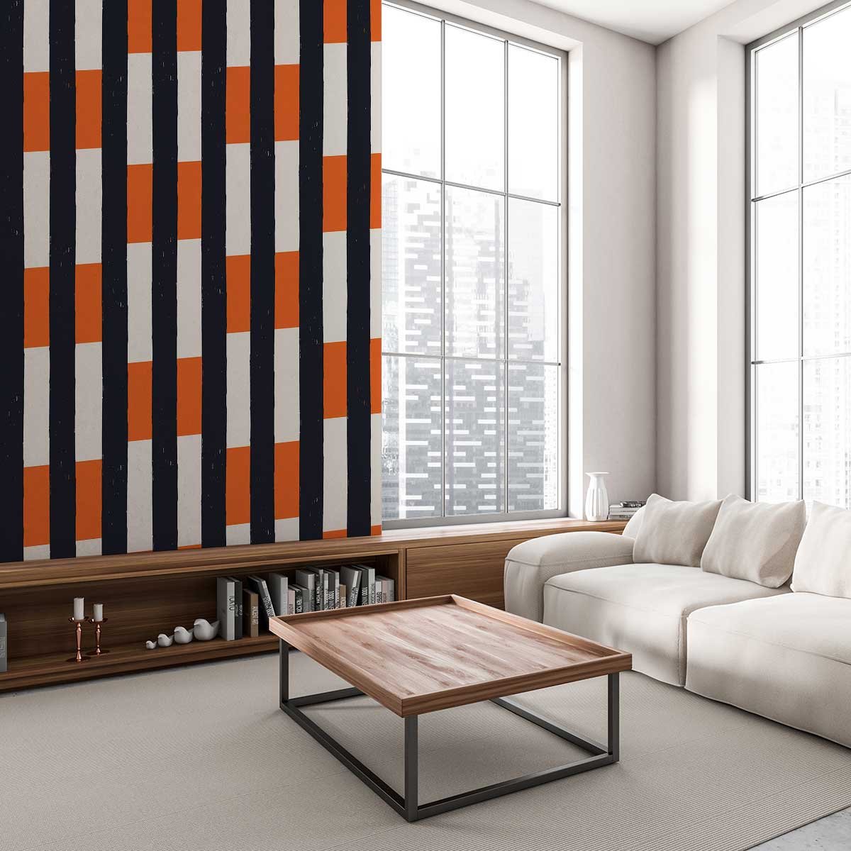 Papier peint papier perspective orange intissé, HEXOA