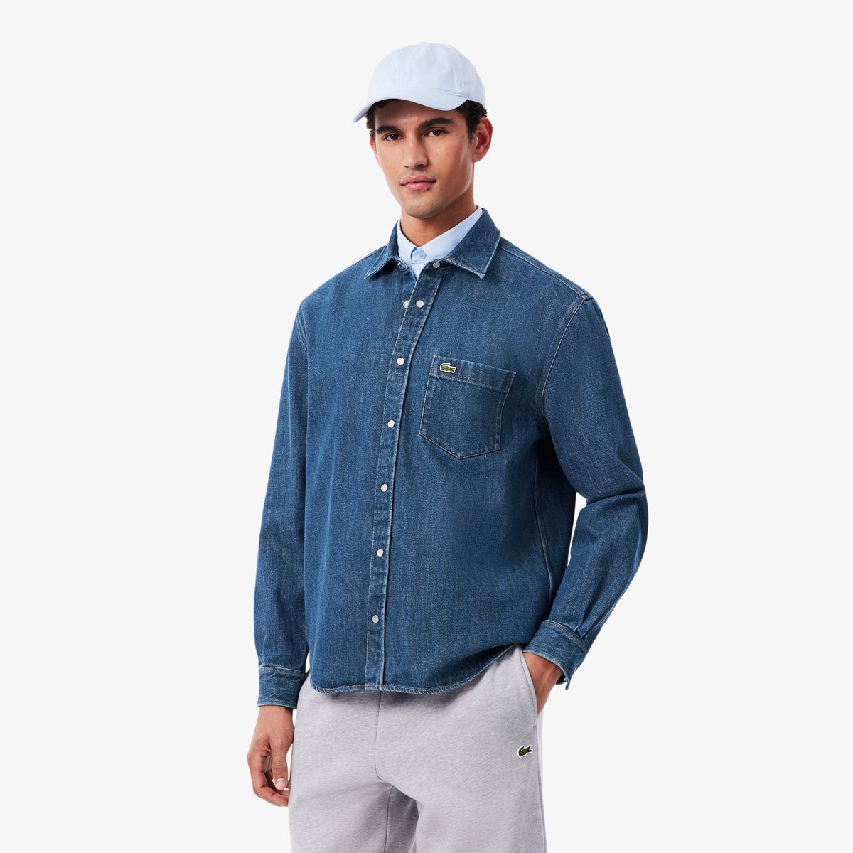 Chemise denim regular fit bleu-mk9, LACOSTE