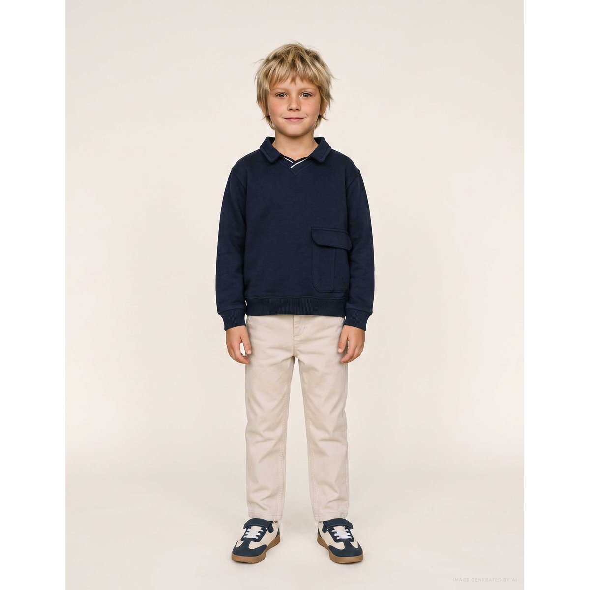 Sweat en coton avec grande poche bleu foncé, ZIPPY