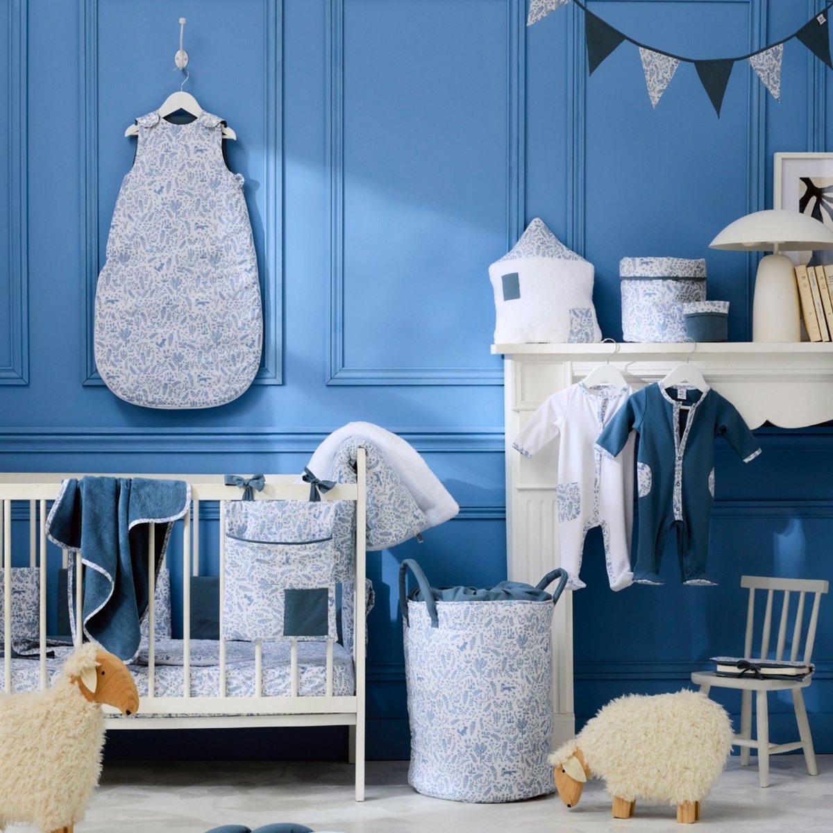 Serviette élastique bleu, blanc, BB & CO