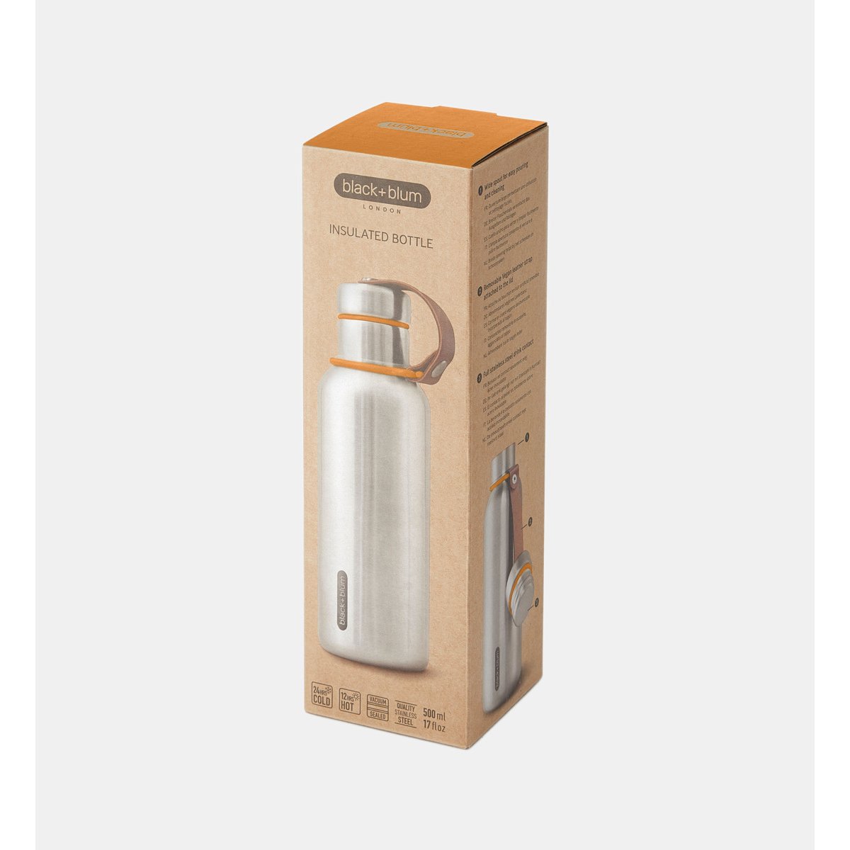 Bouteille isotherme - 50 cl gris et orange, BLACK + BLUM