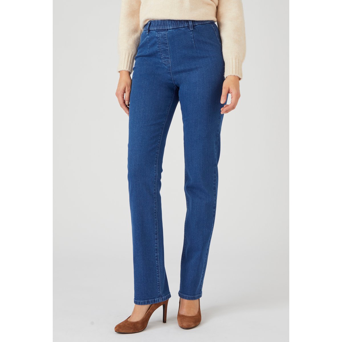 Jean effet ventre plat - Petite bleu denim moyen, DAMART