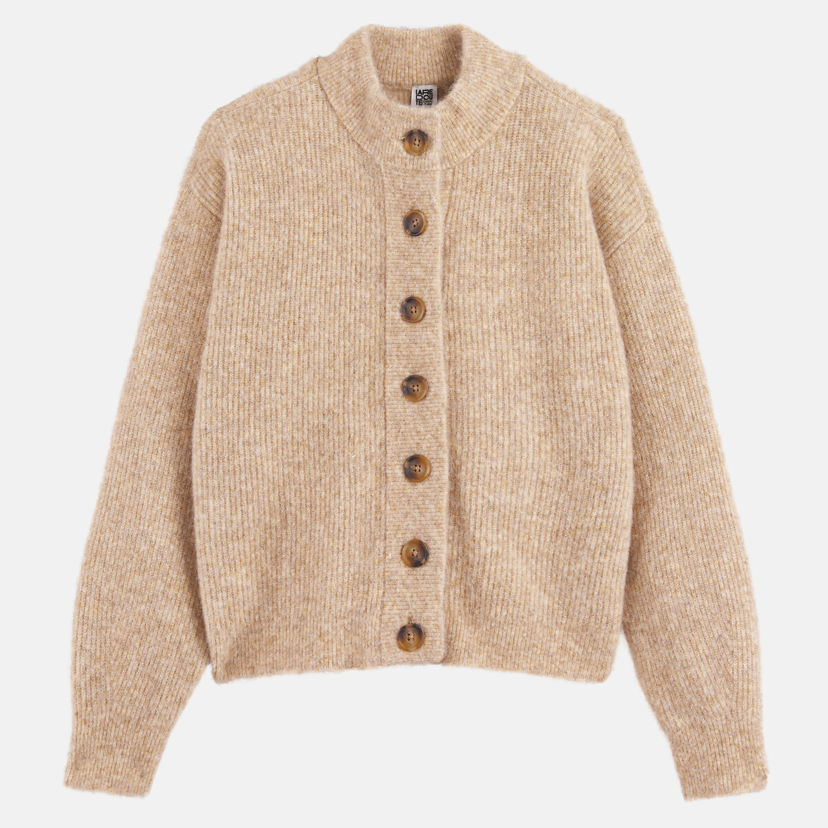 Gilet col montant en grosse maille beige chiné, LA REDOUTE COLLECTIONS