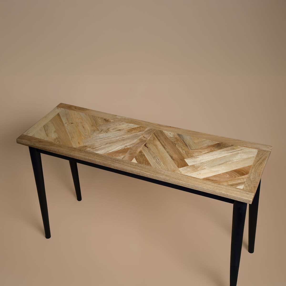Beau Herringbone Parquet Mango Wood Console Table wood, ÉDITÉ