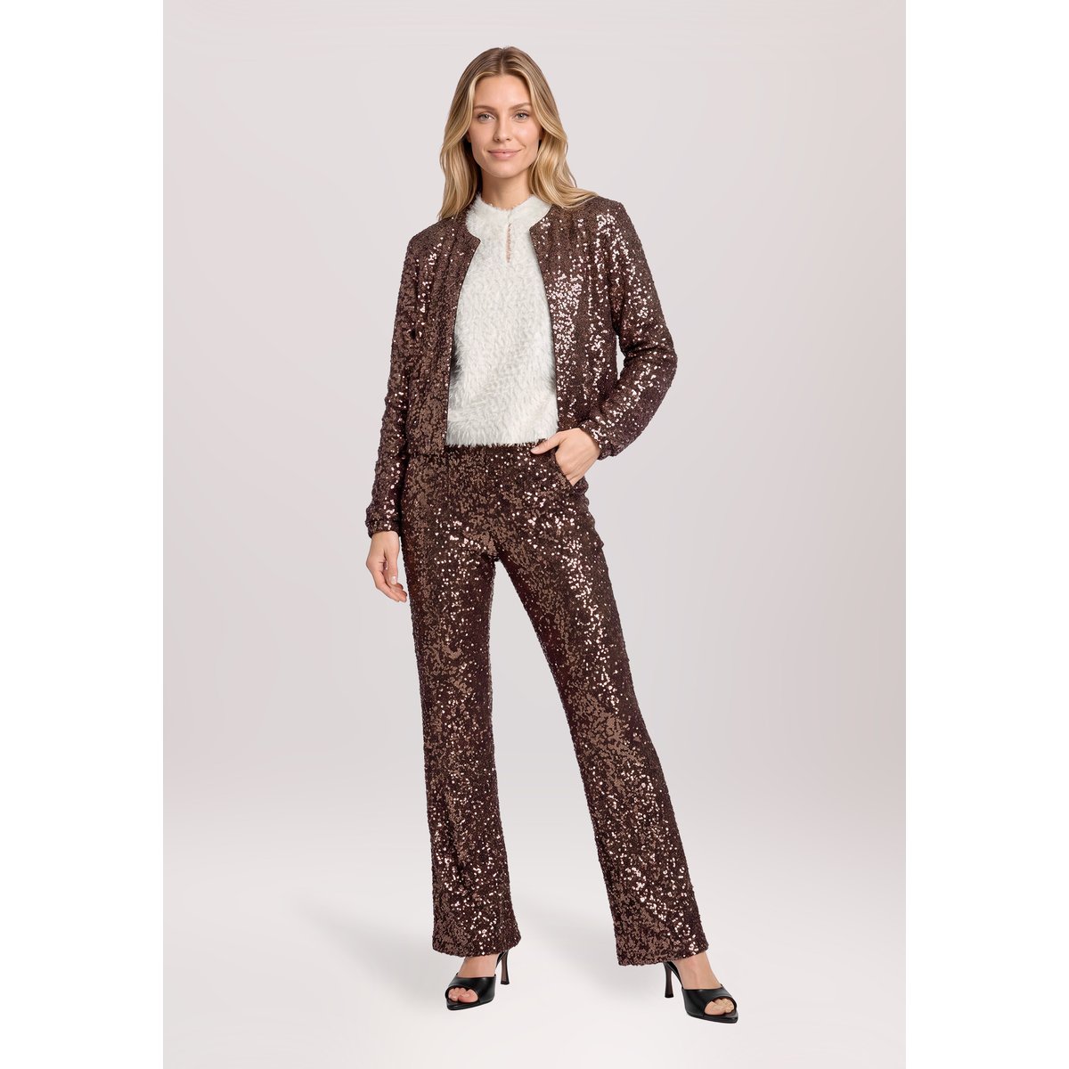Blouson à paillettes noir/marron, BETTY & CO