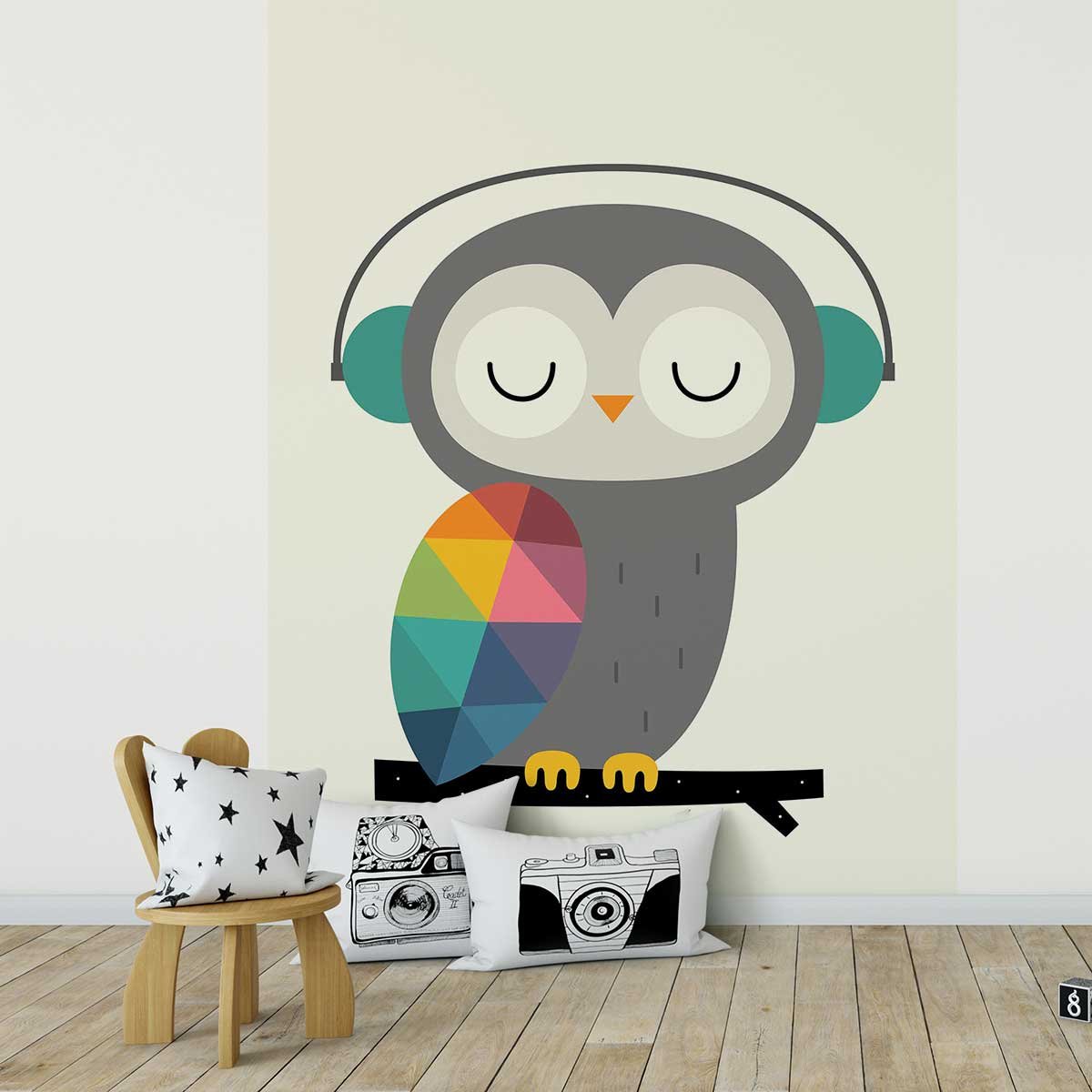 Papier peint hibou disco intissé, HEXOA