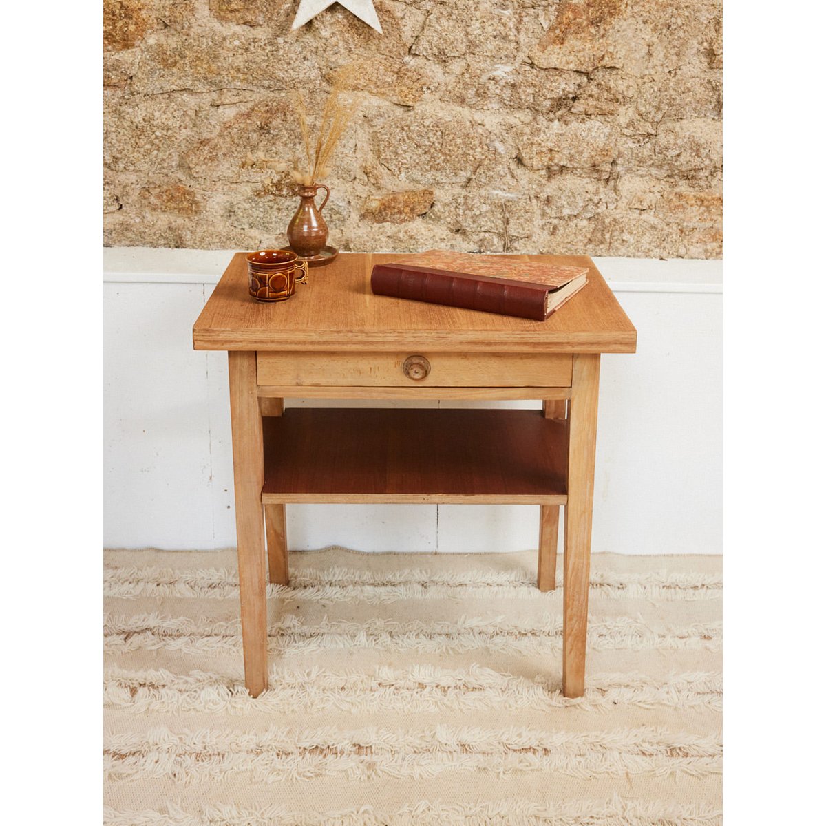 Table d'appoint en bois Francine N°1024 - Bon état bois clair, DEBONGOUT
