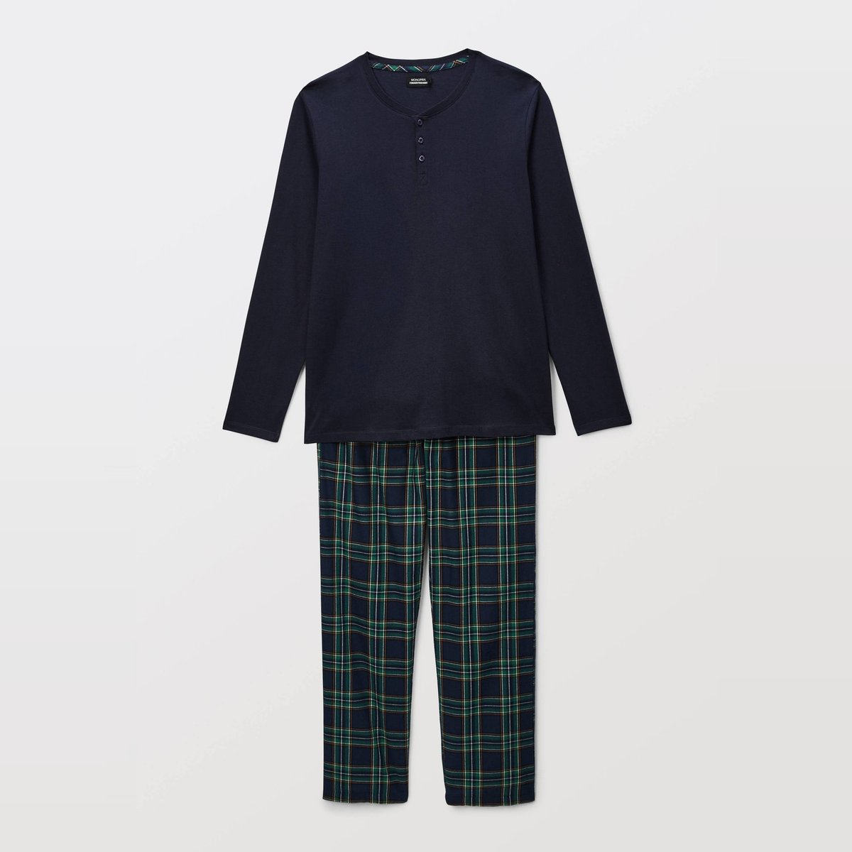 Pyjama manches longues en jersey et pantalon en flanelle en coton BIO GOTS. cedre, MONOPRIX