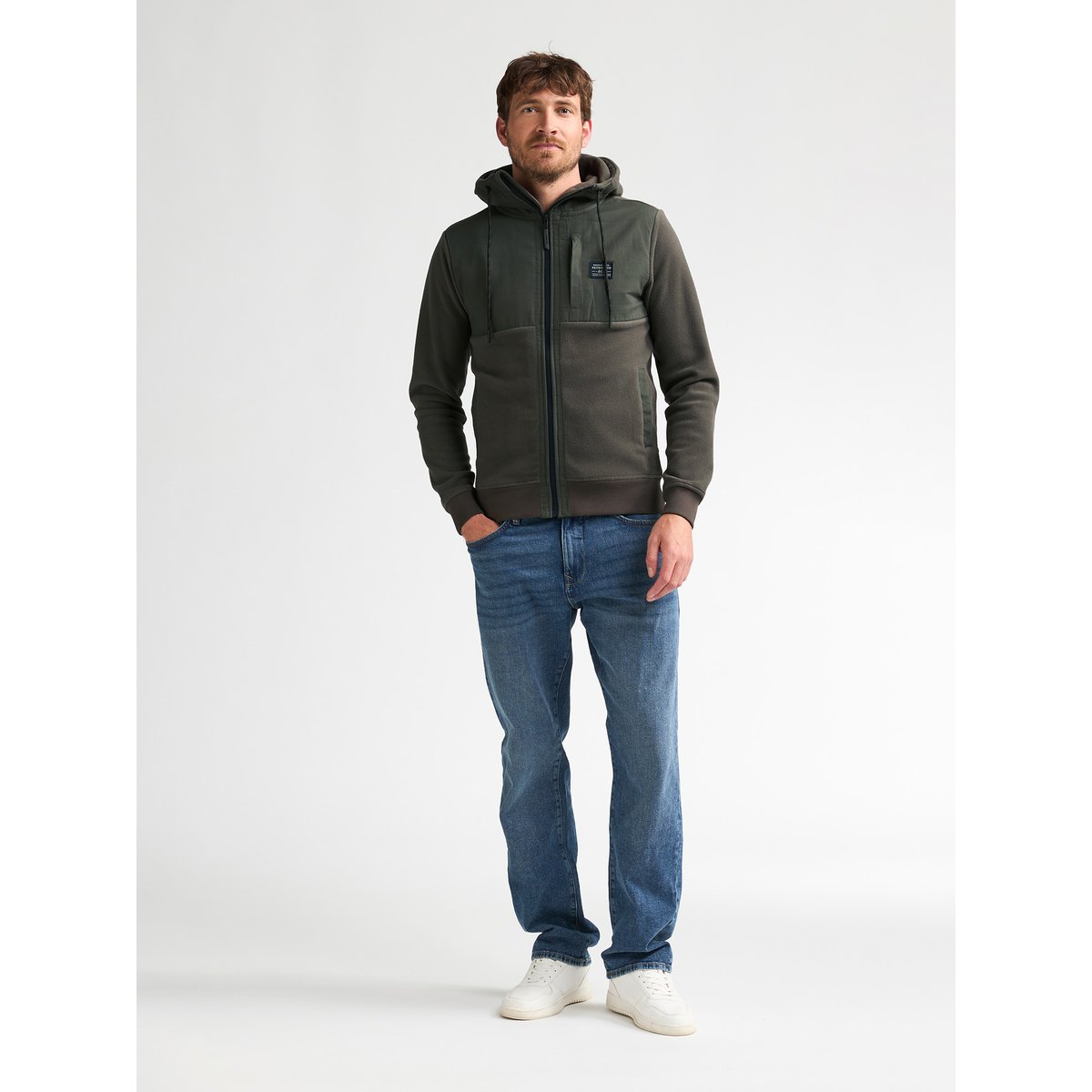 Sweat zippé à capuche hybride elmwood gris beluga, PETROL INDUSTRIES