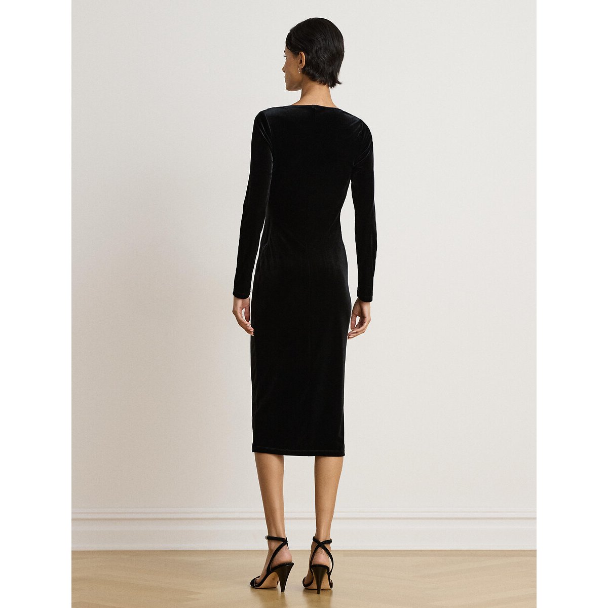 Robe manches longues, en velours noir, LAUREN RALPH LAUREN