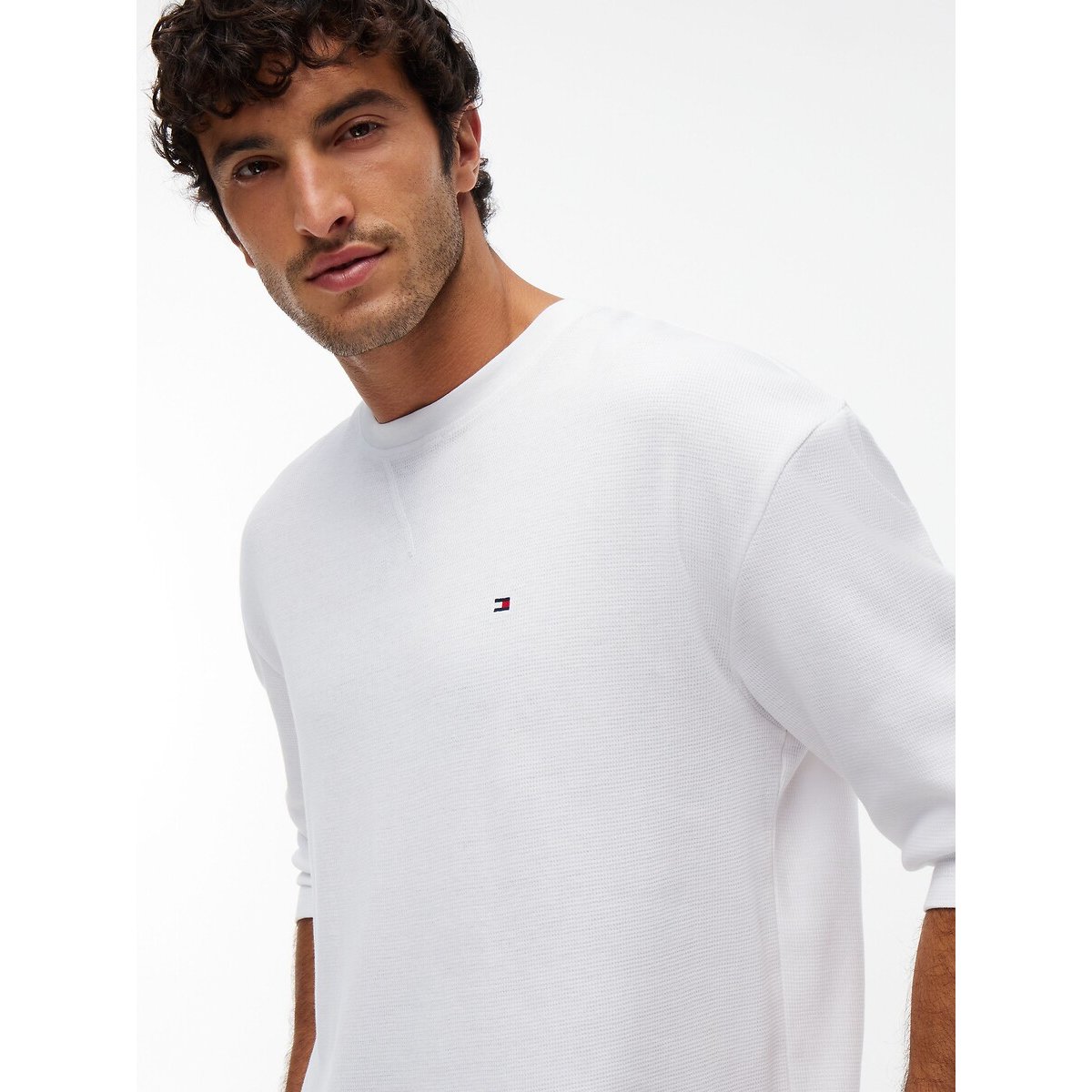 Ensemble de pyjama en maille gaufrée, long blanc/carreaux, TOMMY HILFIGER