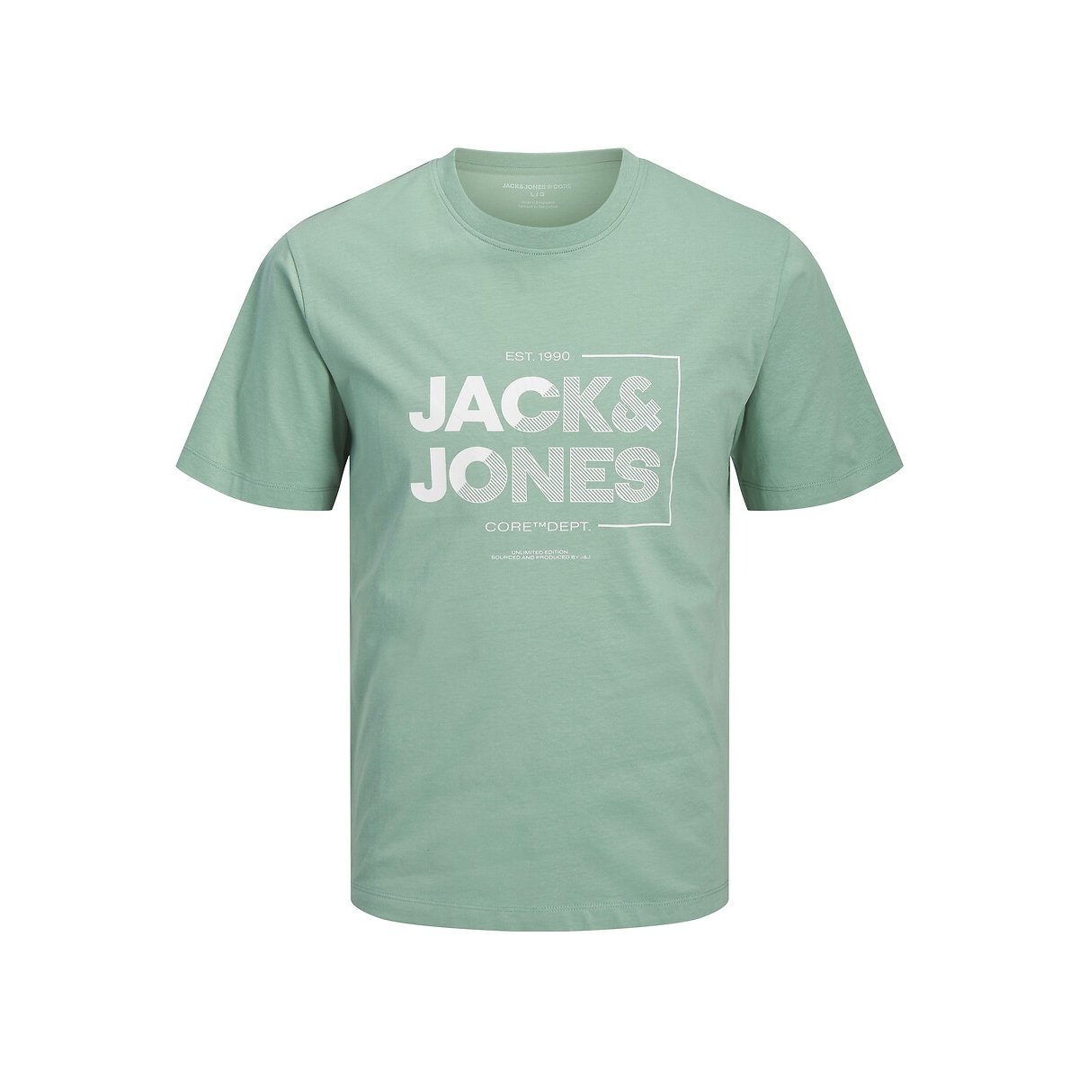 T-shirt de mangas curtas, gola redonda, logótipo verde-salva, JACK & JONES