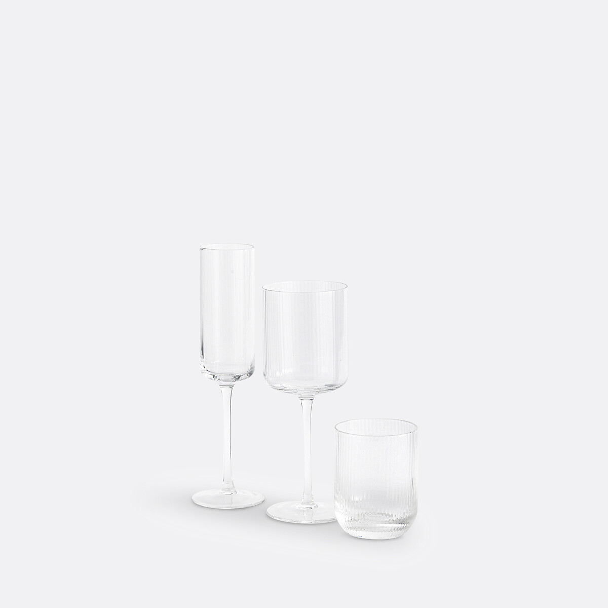 6er-Set Wassergläser Stria, Rillenglas transparent, LA REDOUTE INTERIEURS