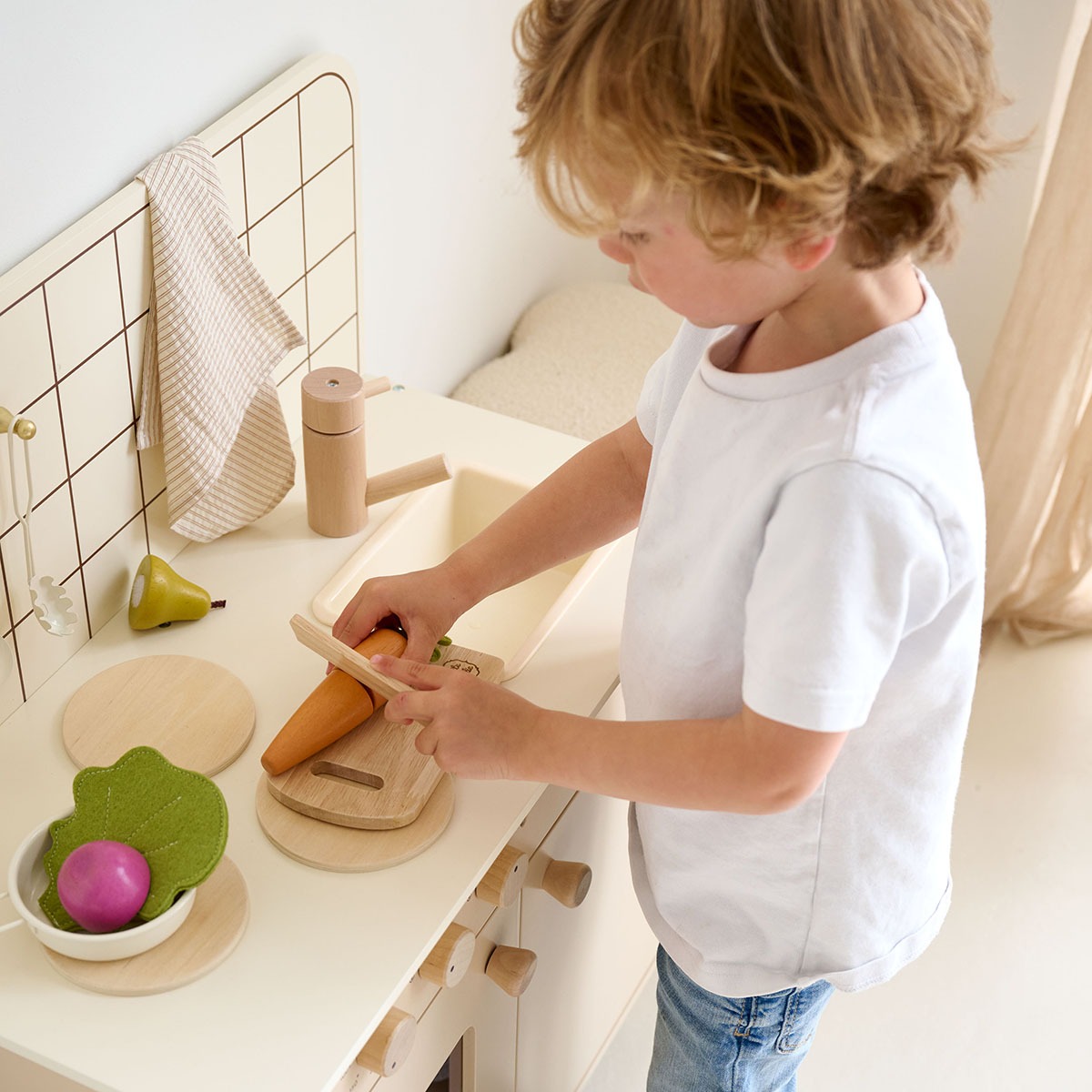Cuisine en bois enfant «Biscuit» – 6 accessoires incl. BISCUIT beige, PETITE AMELIE
