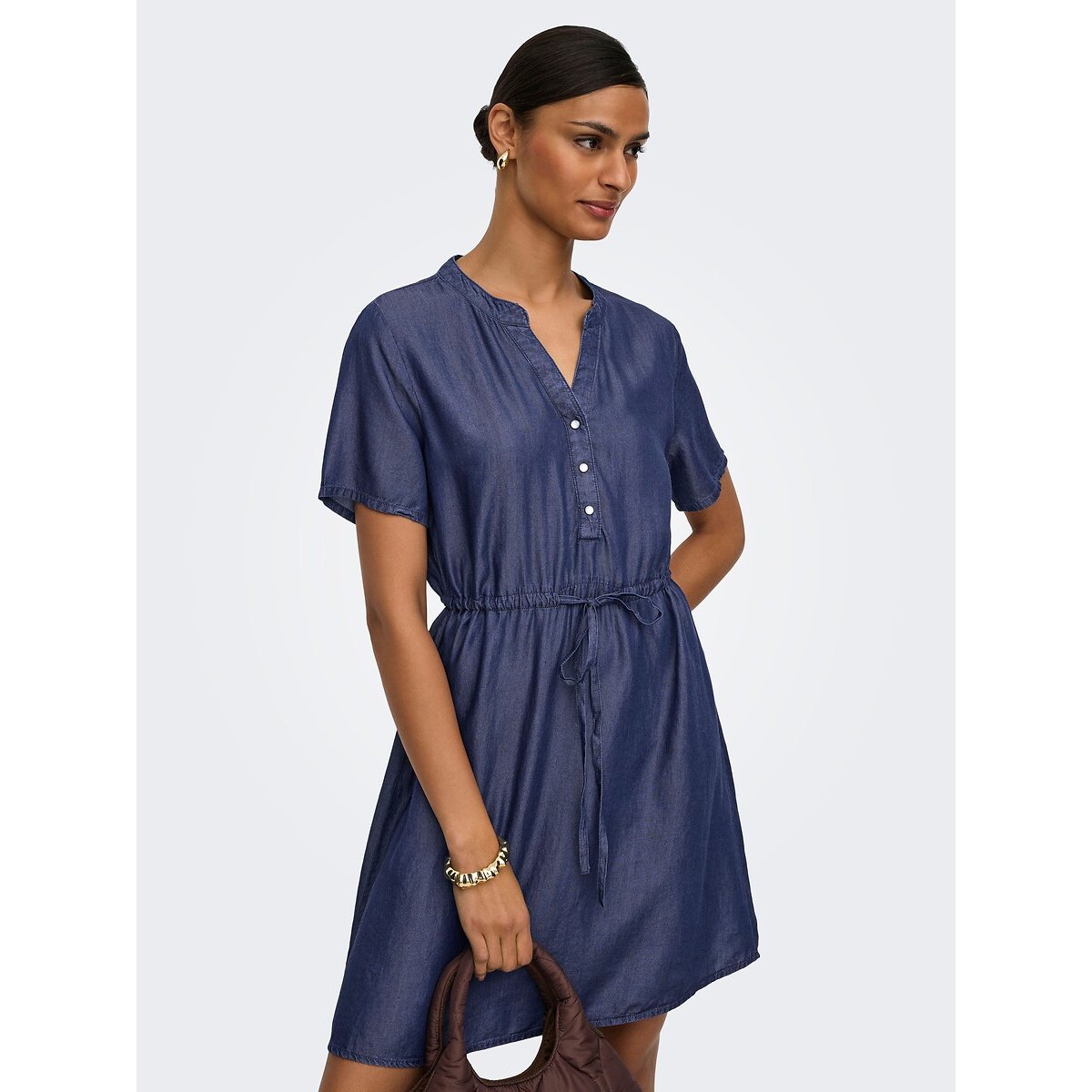 Vestido corto, corte en V azul oscuro, JDY
