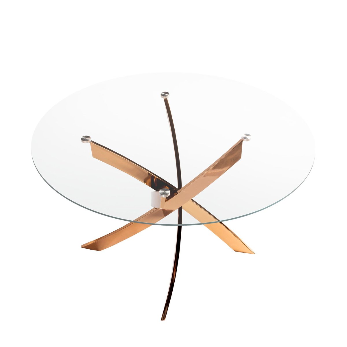 Table de salle à manger ronde en verre trempé et acier cristal | rose, ANGEL CERDA