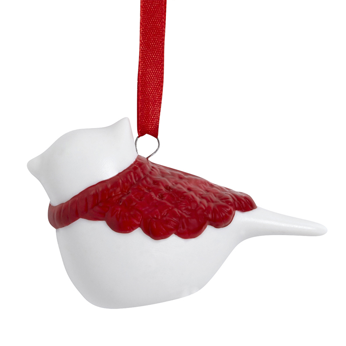 Suspension décorative de noël petit oiseau en grès L9 rouge, SIA DECO