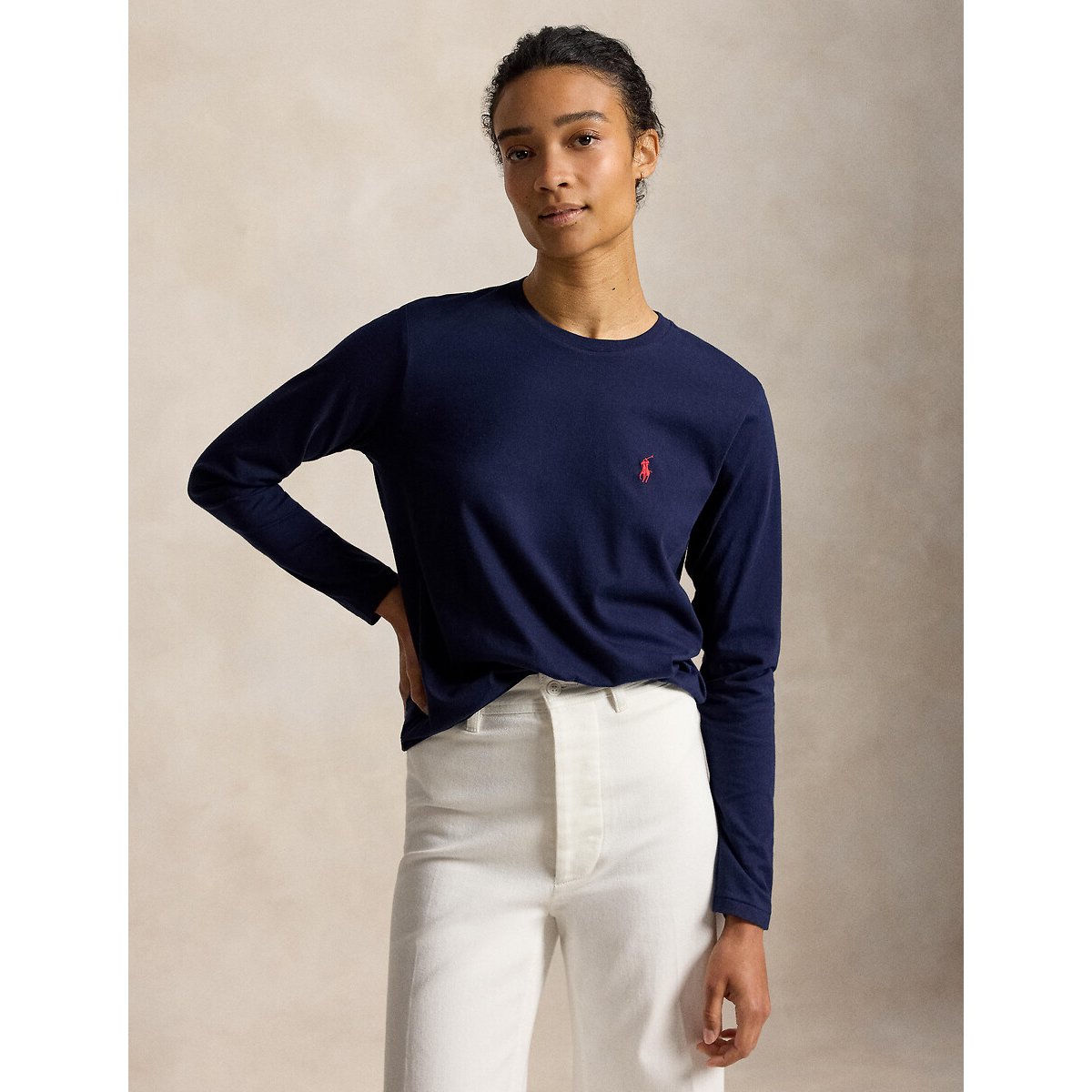T-shirt col rond à manches longues marine, POLO RALPH LAUREN