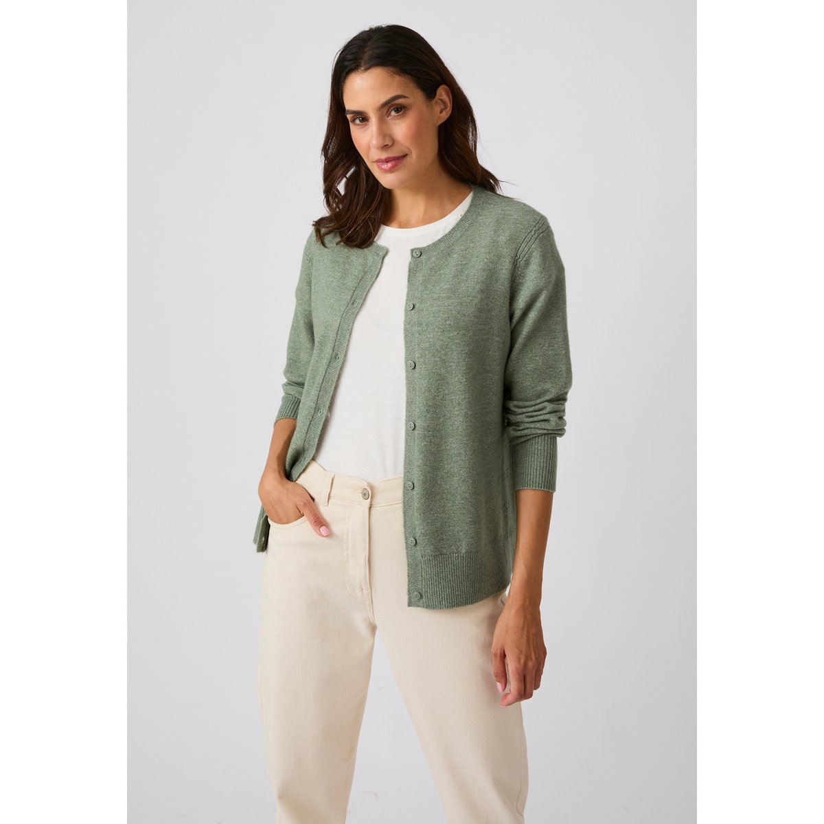 Cardigan fine maille Thermolactyl vert, DAMART
