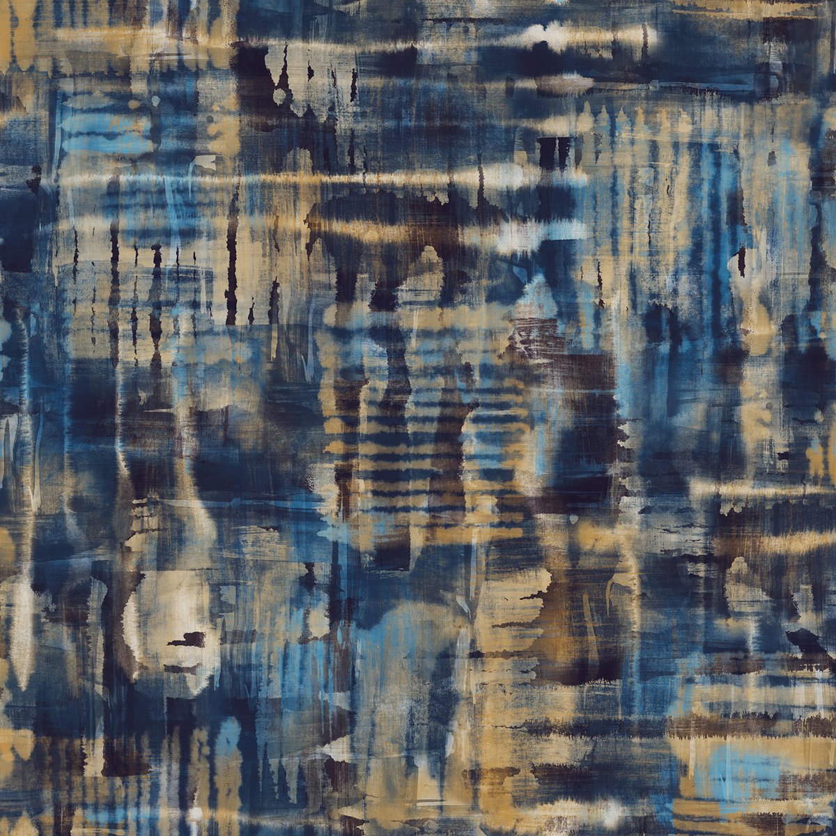 Papier peint Reecho Twilight bleu, ocre, GRAHAM ET BROWN