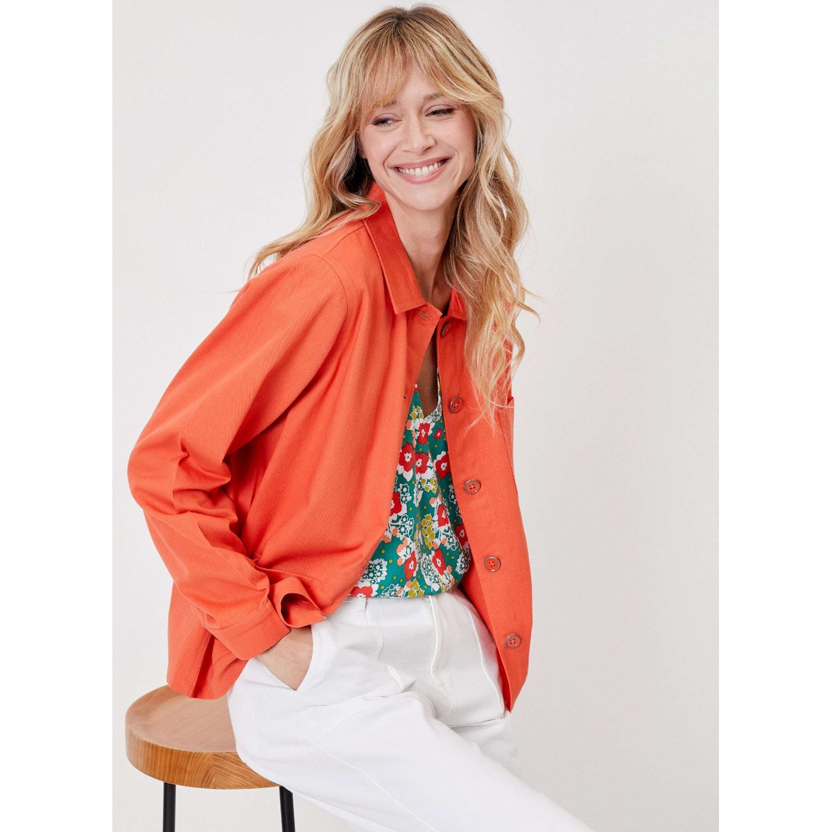 Veste coton uni droite LACKET orange clair lacket, PRINCESSE NOMADE