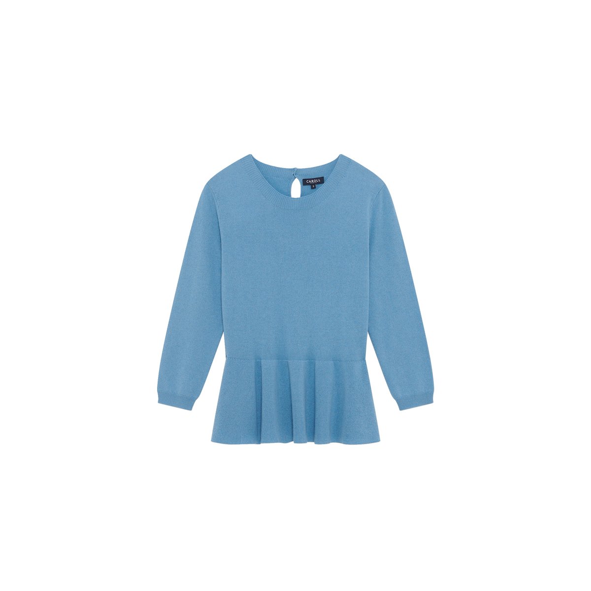 Pull droit col rond cachemire MJASMYN bleu gris, CAROLL