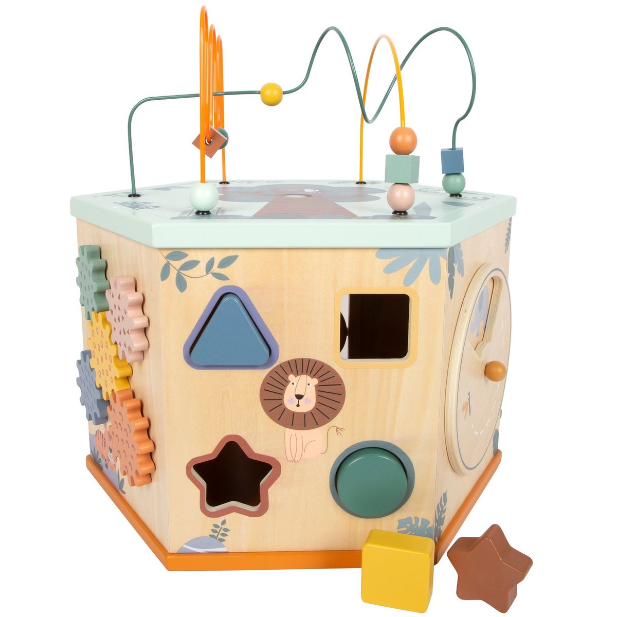 Cube de motricité 7 faces XL Safari beige, SMALL FOOT COMPANY