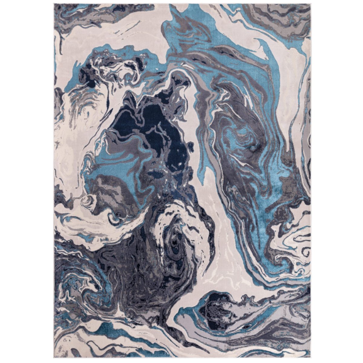 Tapis moderne salon et chambre OCEAN bleu, NOVATREND