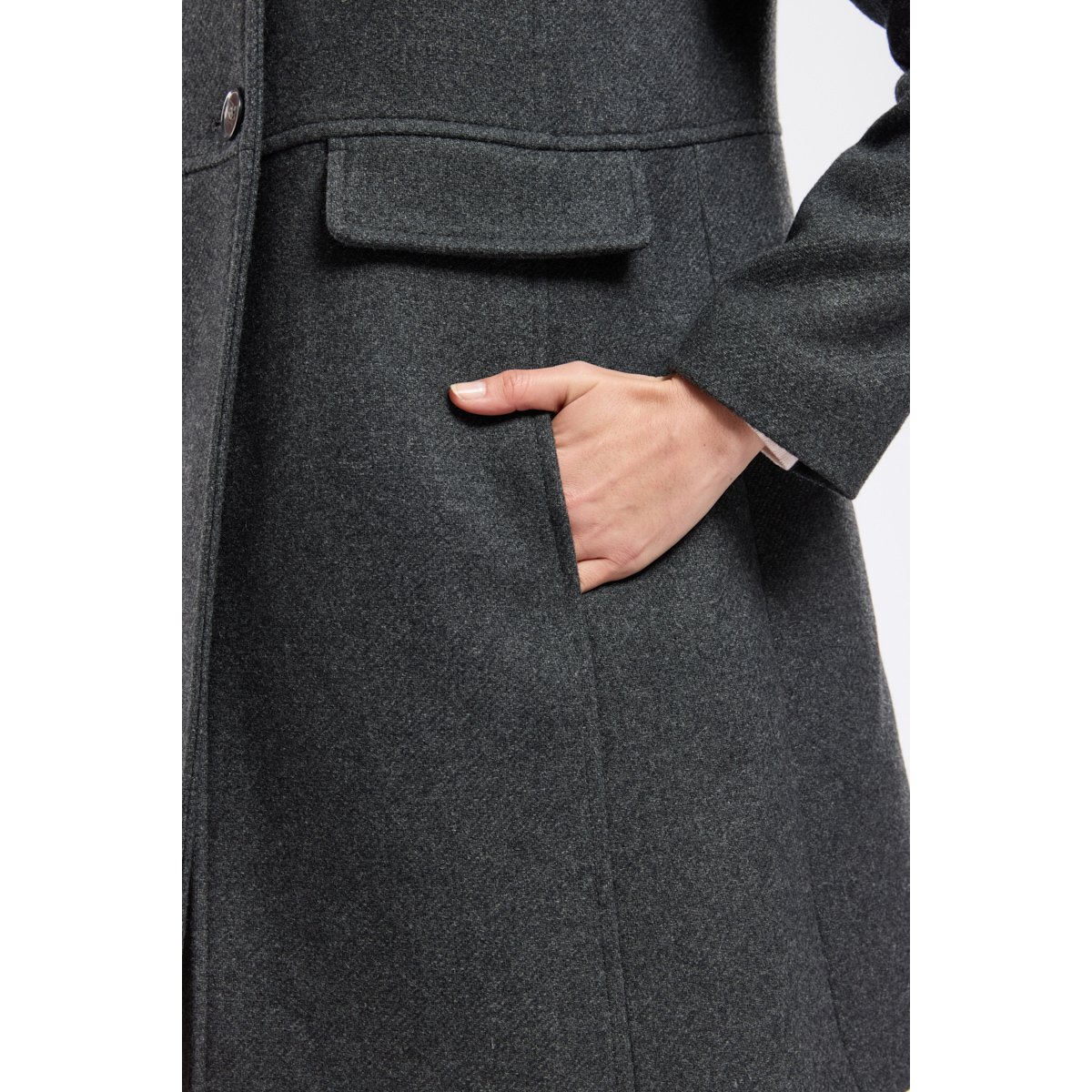 Manteau droit en drap de laine anthracite, ARMOR-LUX