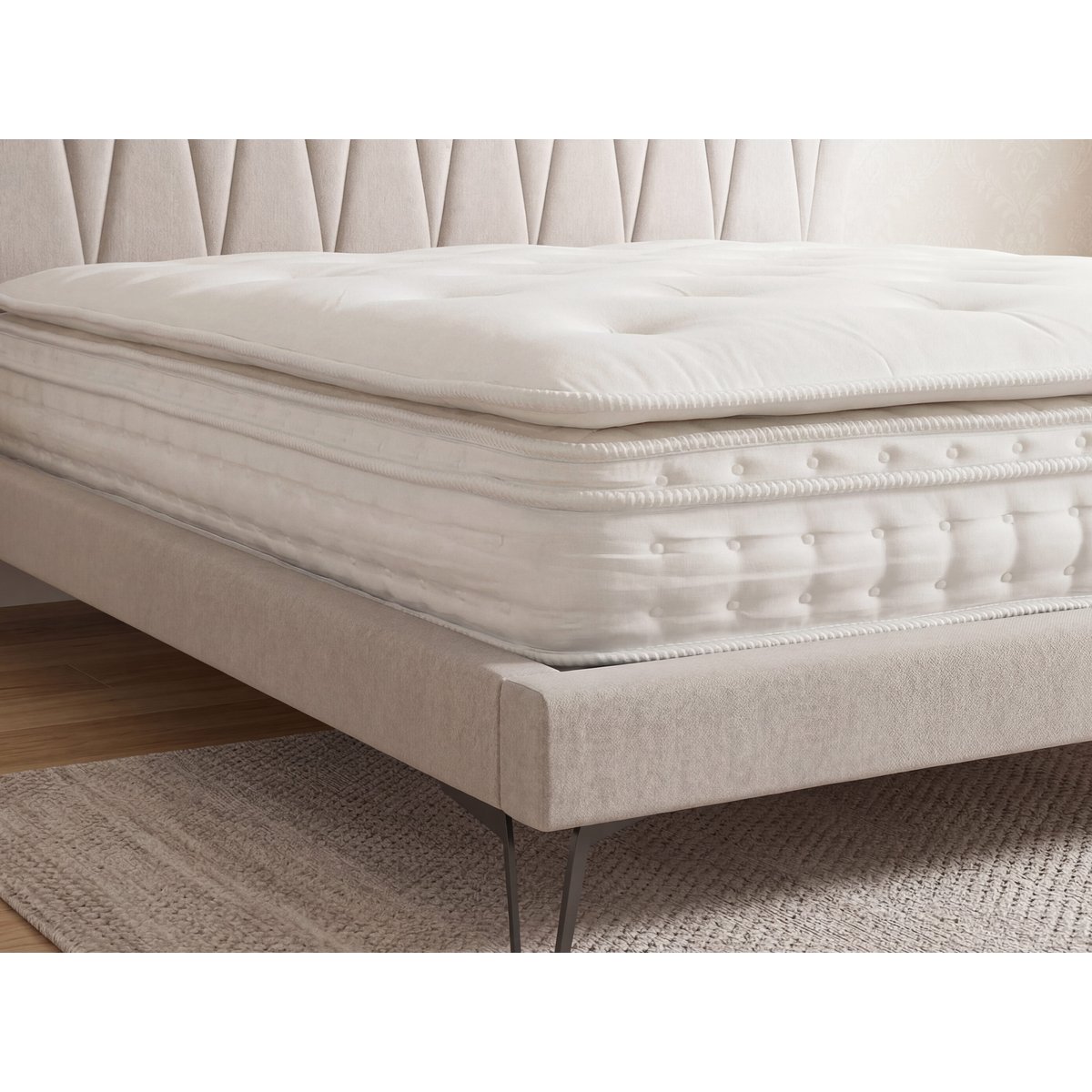 Matelas hybride en latex naturel avec mini ressorts et ressorts ensachés 7 zones blanc, ANGEL CERDA