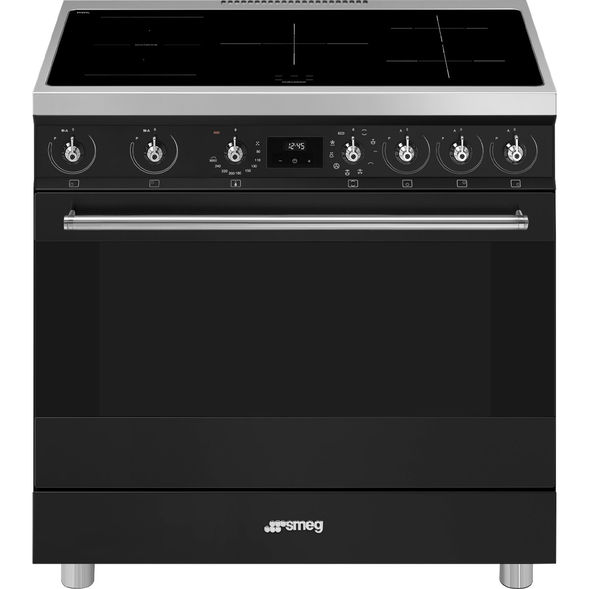 Piano de cuisson induction 5 feux 90 cm C9IM noir mat, SMEG