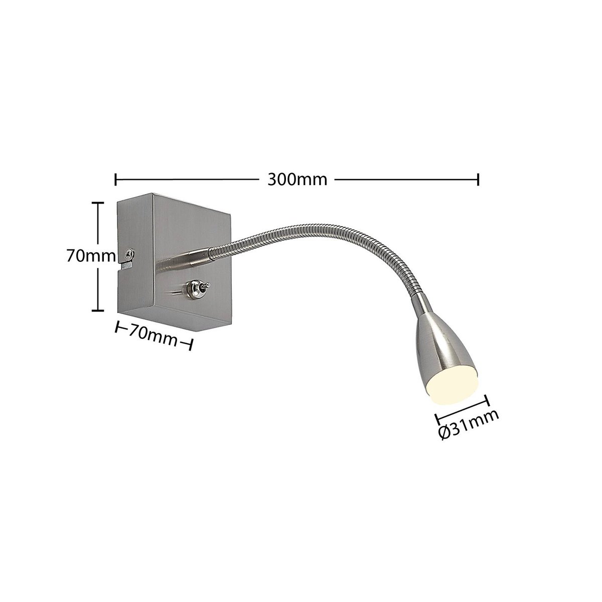 Applique en métal moderneLED, Jolka nickel satiné, LINDBY