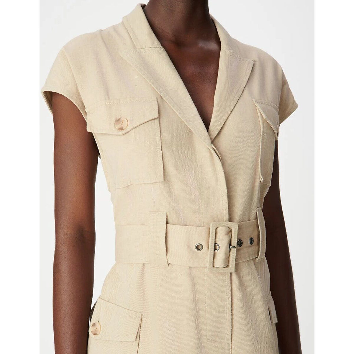 Robe chemise sans manches ceinturée lin, IKKS