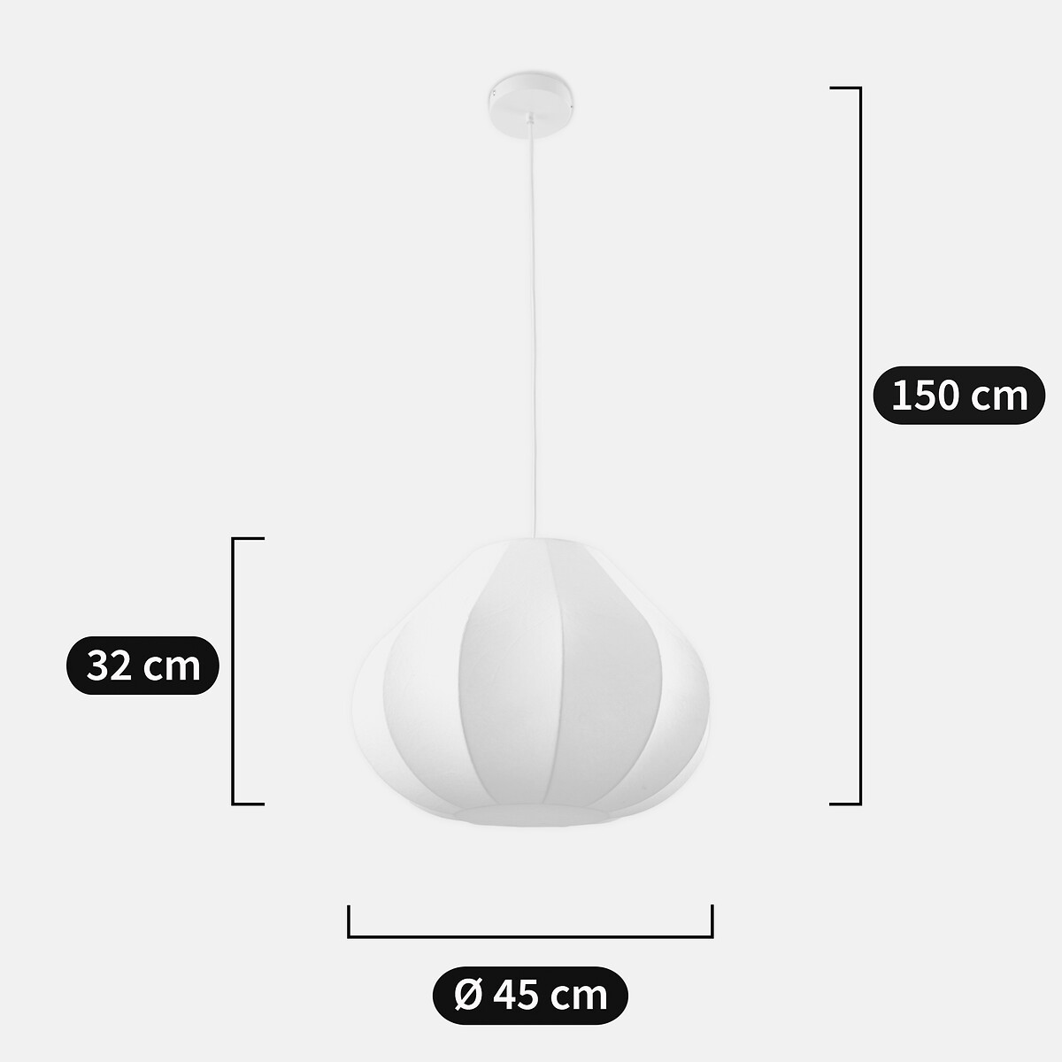 Lámpara colgante, diámetro 45 x altura 32 cm, PALUPO blanco, LA REDOUTE INTERIEURS