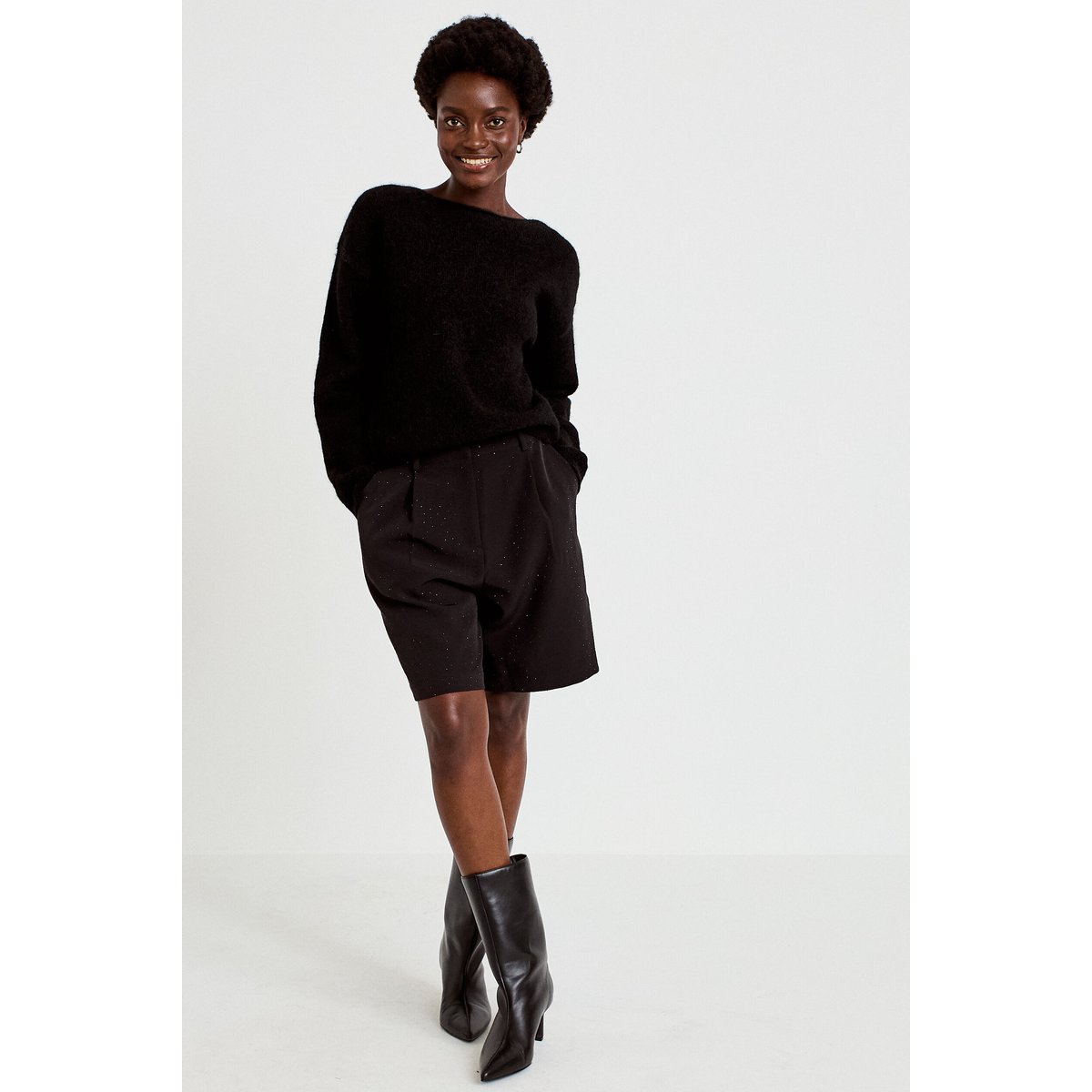 Pull col rond manches longues noir, CACHE CACHE