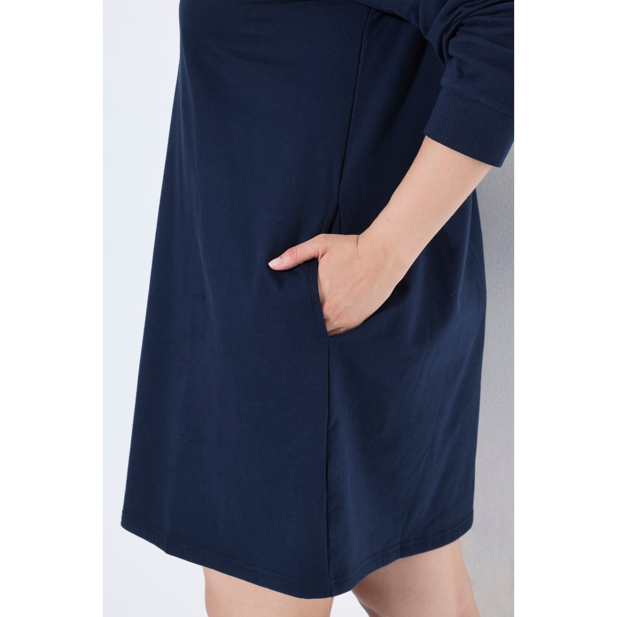 Robe en molleton à capuche, coupe évasée marine, ULLA POPKEN