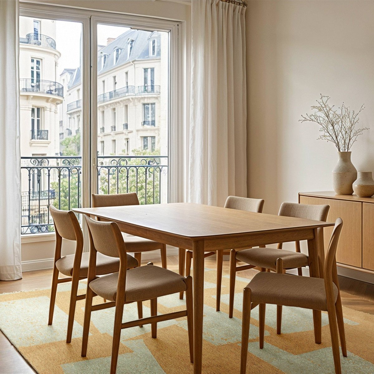 Tapis intérieur et extérieur jacquard, SKIP beige sable et crème nougat, RECOLLECTION