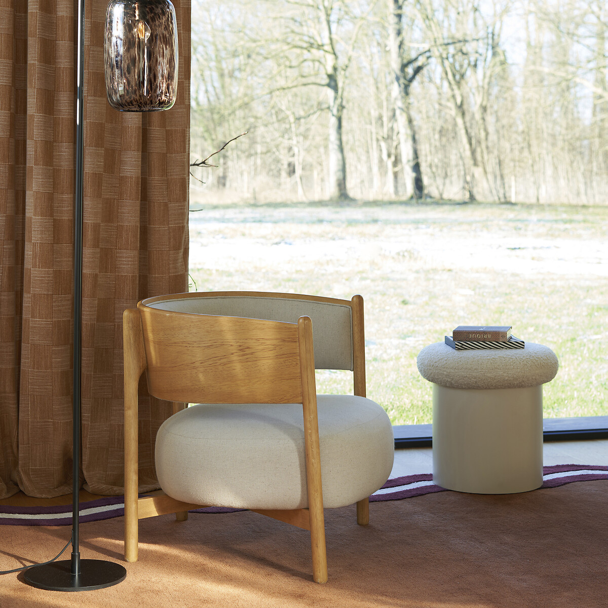 Lampadaire en métal fer et verre ambré, Toleco marron, LA REDOUTE INTERIEURS