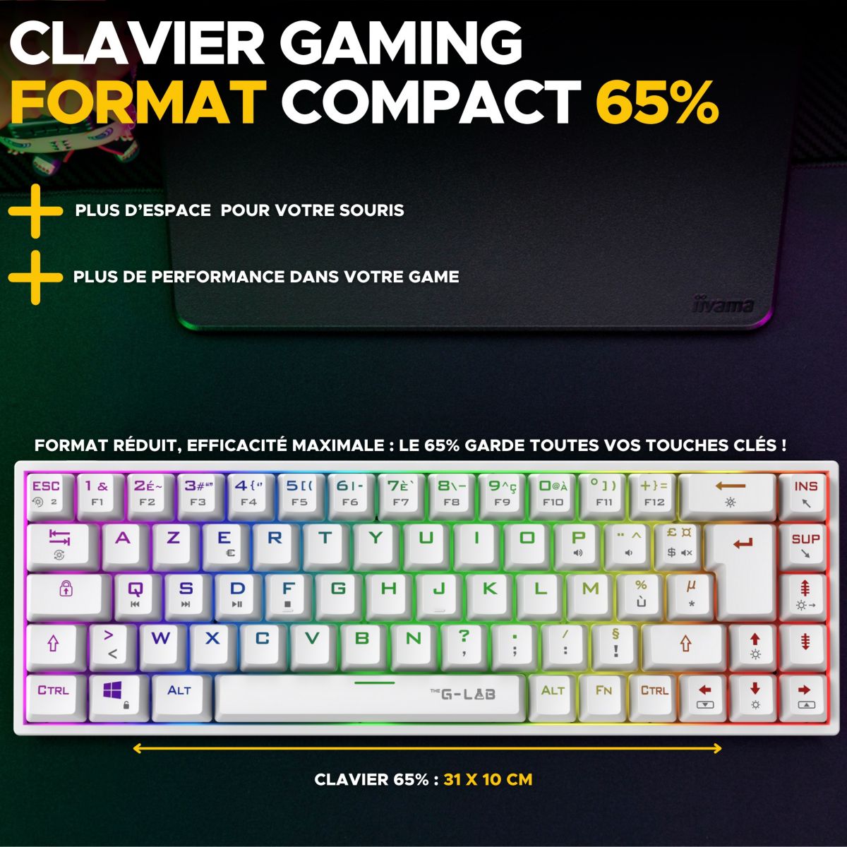 Clavier gamer KEYZ TITAN W FR couleur unique, THE G-LAB