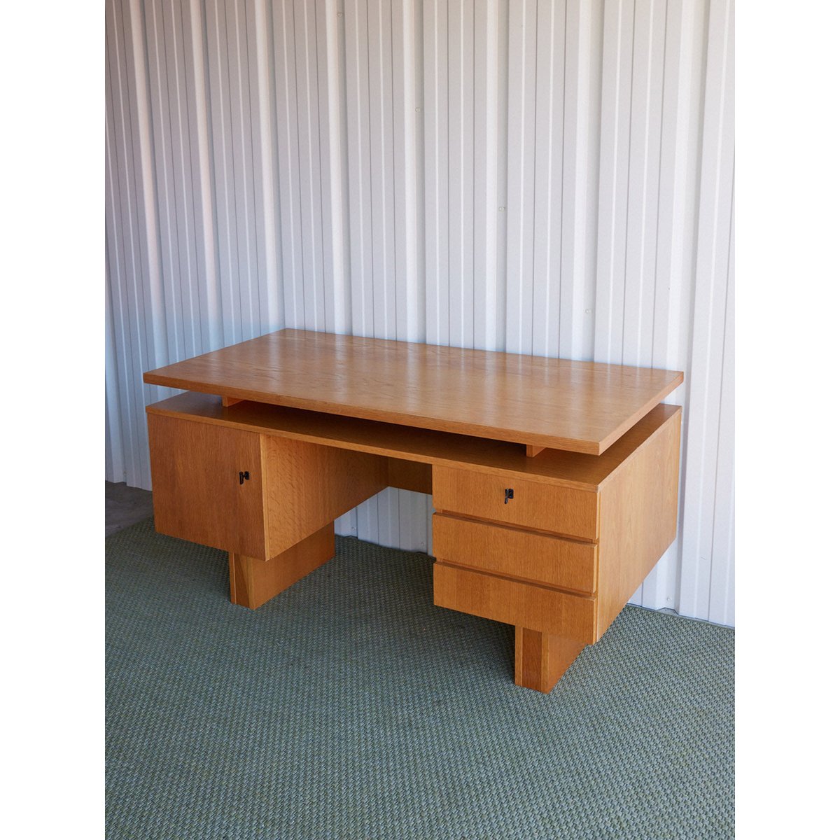 Bureau scandinave en bois Yvan N°573 - Bon état bois clair, DEBONGOUT