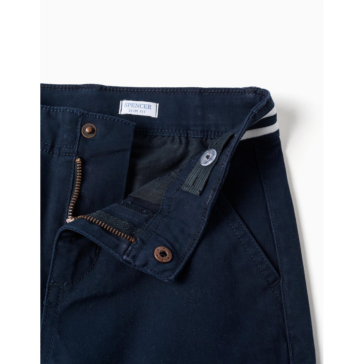 Pantalon chino slim en sergé avec bande rayée bleu, ZIPPY