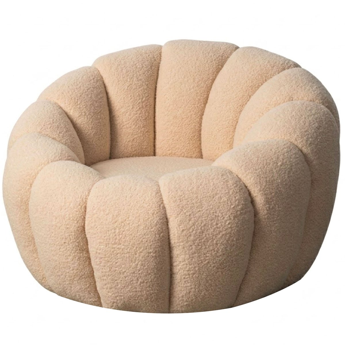 Fauteuil design rond en tissu beige 92x89x61cm beige, WADIGA